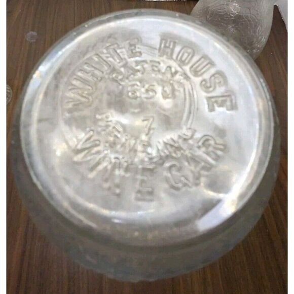 Set of 3 White House Vinegar Glass Crackling & Cabbage Rose Decanter Bottle - Picture 9 of 12